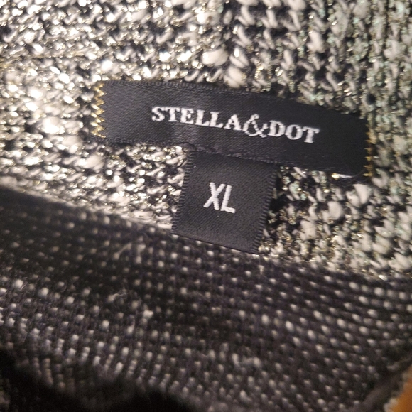 Stella & Dot Rebel Metallic Zip Open Front Vegan Leather Sleeve Moto Jacket - Picture 3 of 4